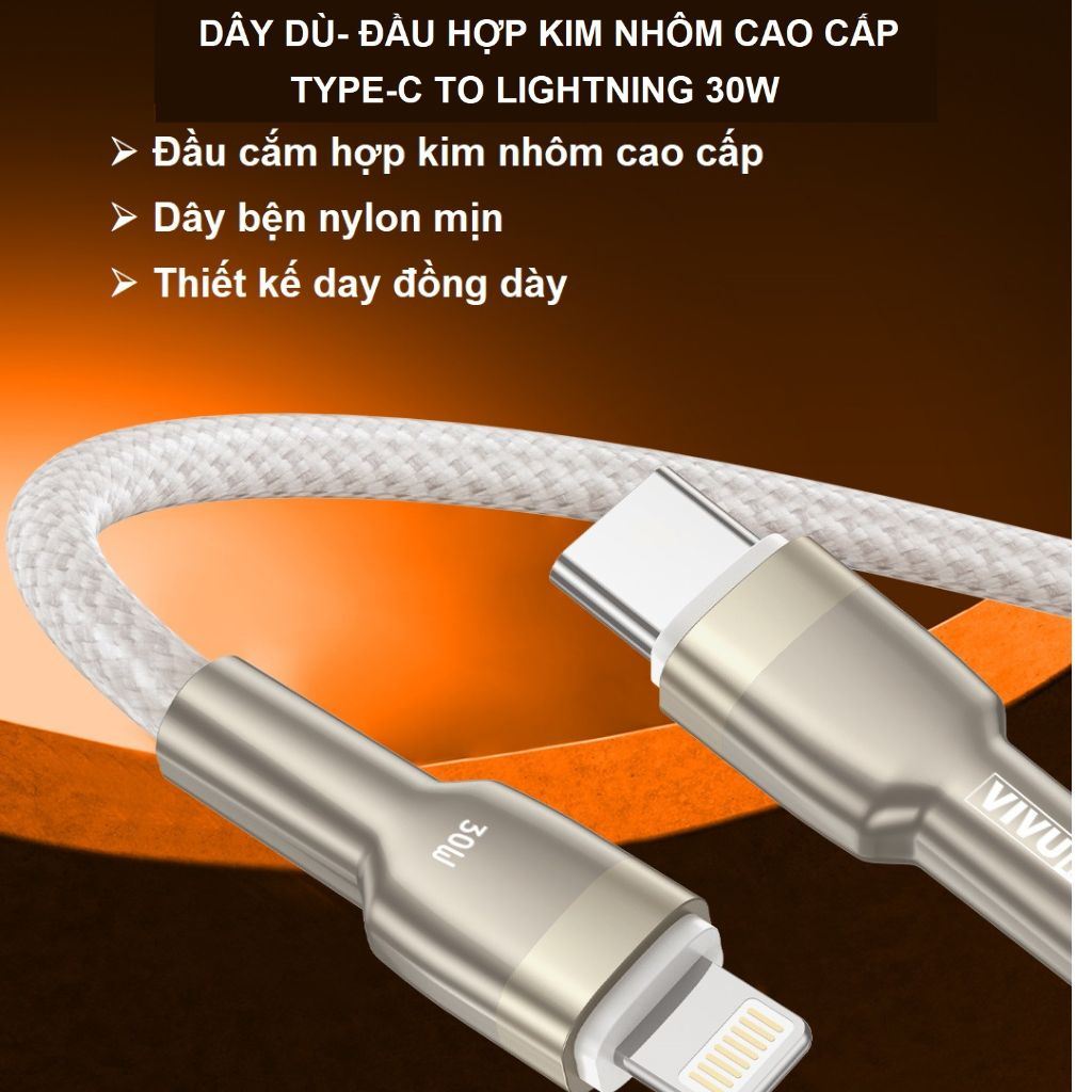Cáp sạc nhanh Vivumax C19 C to C 66W màu trắng-59295