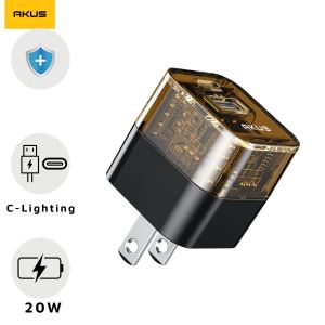 Sạc Akus 2 Cổng (USB A+USB C) 20W Trong Suốt - S140