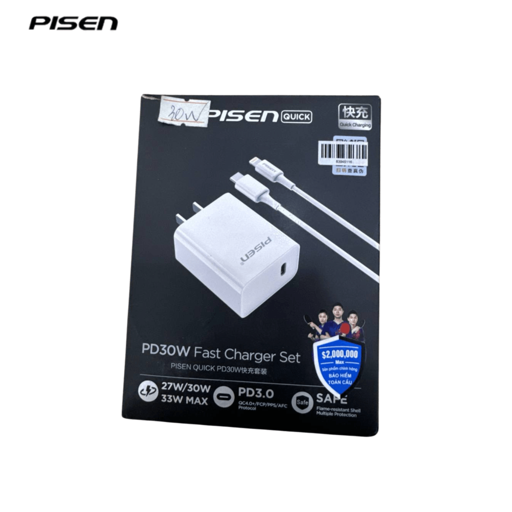 Combo cáp sạc nhanh Pisen 30W Type C to Lighting TS-C128-54535