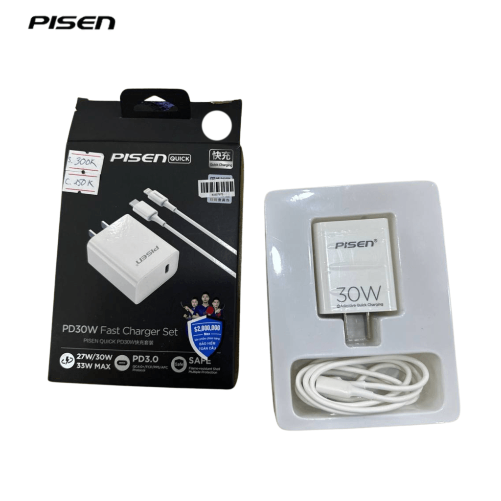 Combo cáp sạc nhanh Pisen 30W Type C to Lighting TS-C128-54536
