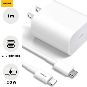 Combo sạc cáp Akus 20W màu trắng CB20W
