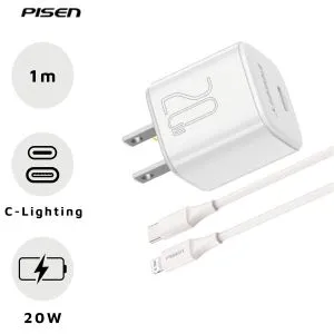 Combo Sạc Cáp Pisen Mr-White Tiny C-Lighting 20W Màu Trắng - TS-C165