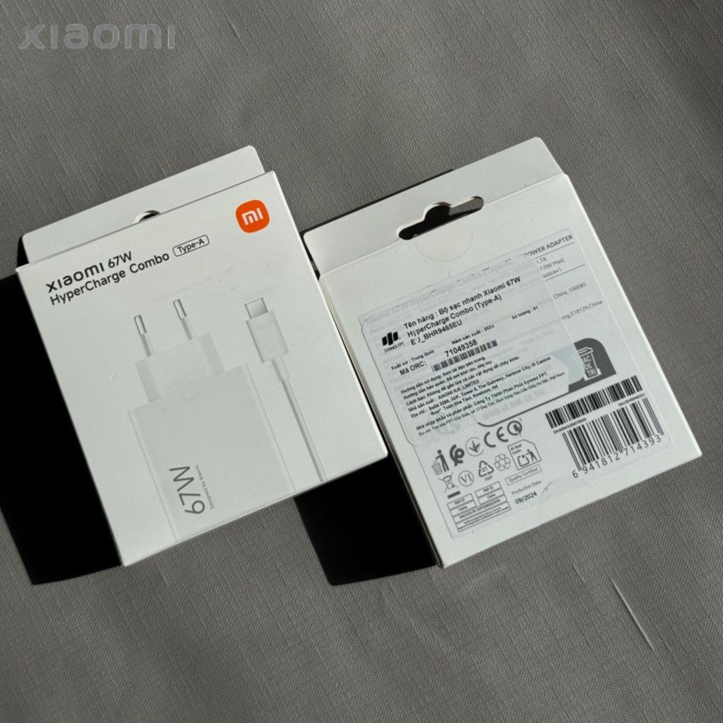 Combo Sạc Cáp Xiaomi HyperCharge C-C 67W (Type-A) Màu Trắng - BHR9465EU-55222