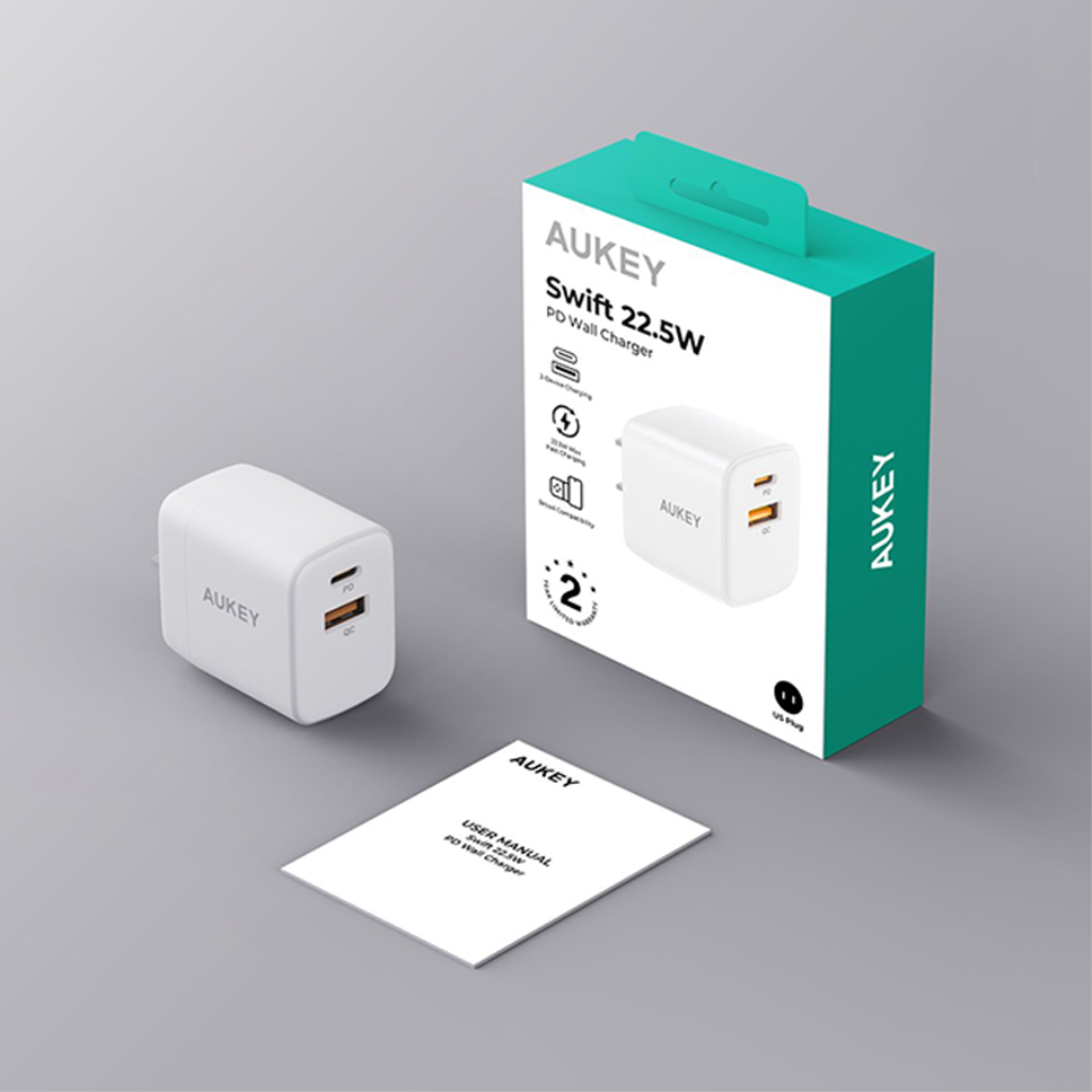 Củ sạc Aukey PA-F2T-WHT 22.5W 