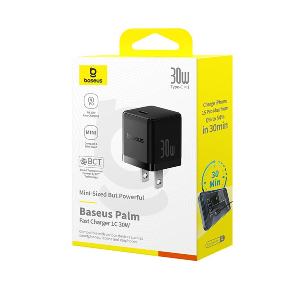 Củ sạc nhanh Baseus Palm 1C 30W US - Màu đen