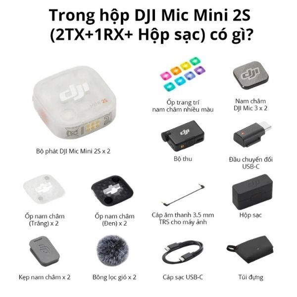 Micro thu âm DJI Mic Mini 2S (2 TX + 1 RX + Charging Case)-62369