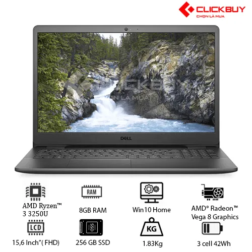 Laptop Dell Inspiron 3505 (Y1N1T3) (R3 3250U 8GB RAM/256GB SSD/15.6 inch FHD/Win10+Office/Đen)
