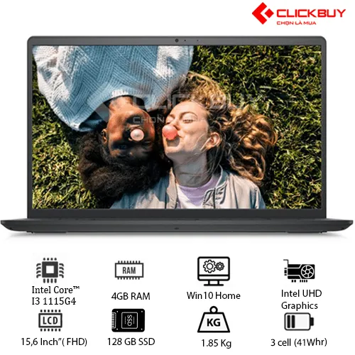 Laptop Dell Inspiron N3511 128GB SSD (I3 1115G4/ 4GB RAM/128GB SSD/UHD Graphics/15.6 inch FHD/Win10/Black/Nhập Khẩu)