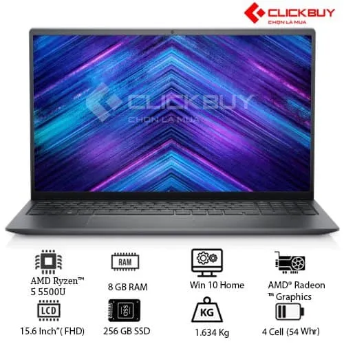 Laptop Dell Vostro 5515 (R5 5500U/ 8GB RAM/256GB SSD/15.6 inch FHD/Win10/Xám/Nhập Khẩu) (2021)