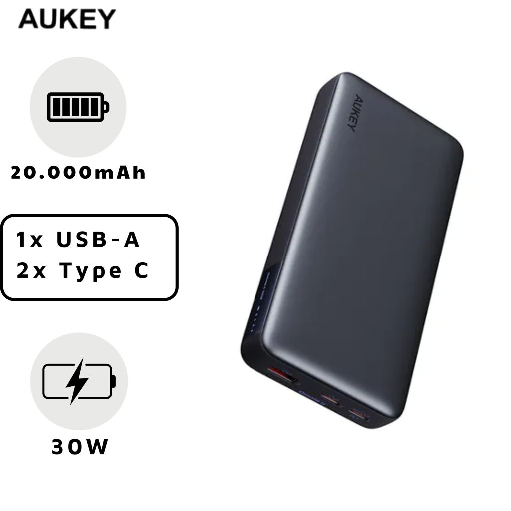 Pin dự phòng Aukey Sprint X 20000mAh sạc nhanh 30W & USB-C PD 3.0 PB-Y42