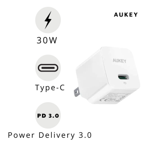 Sạc Aukey Minima 30W USB-C Chân Gập Màu Trắng - PA-Y30S