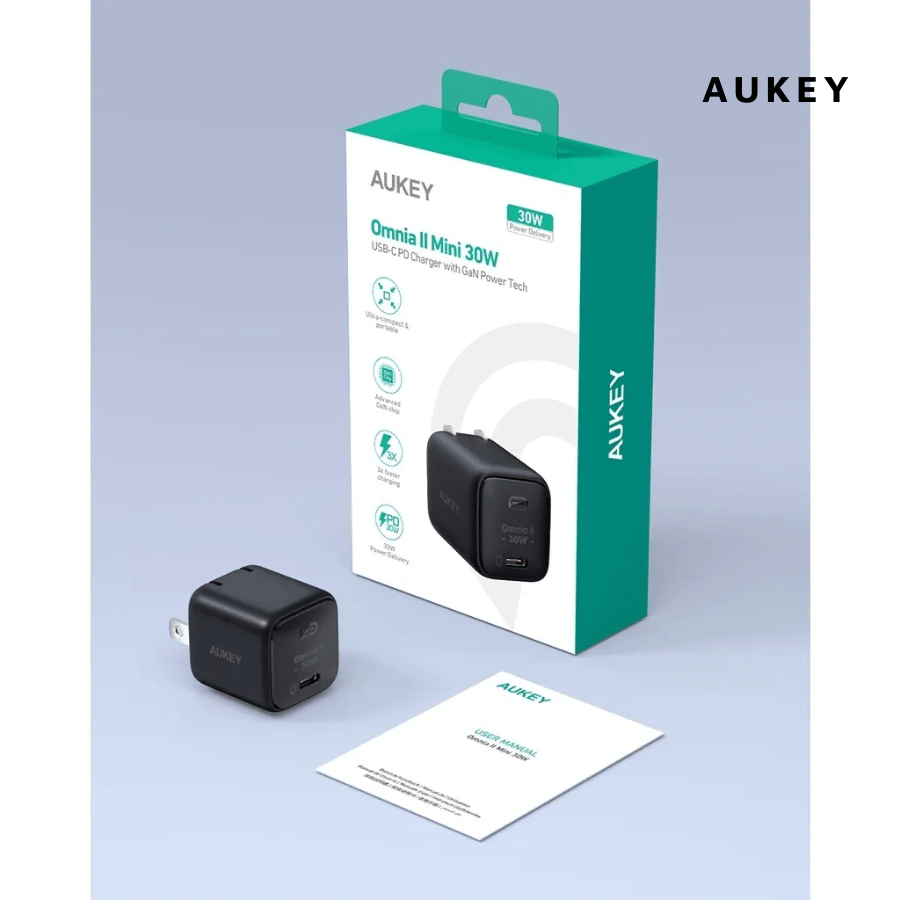Sạc Aukey Omnia II Mini 30W USB-C Chân Gập Màu Đen - PA-B1L-54758
