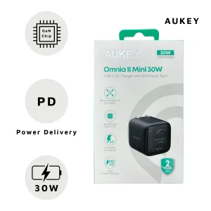 Sạc Aukey Omnia II Mini 30W USB-C Chân Gập Màu Đen - PA-B1L