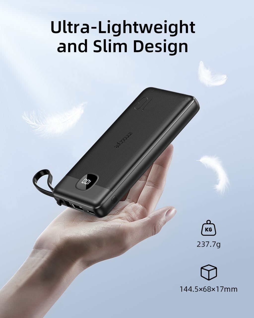 Sạc dự phòng Innostyle MultiCharge Go 10000 mAh kèm 3 cáp - IP20MCBLK-60814