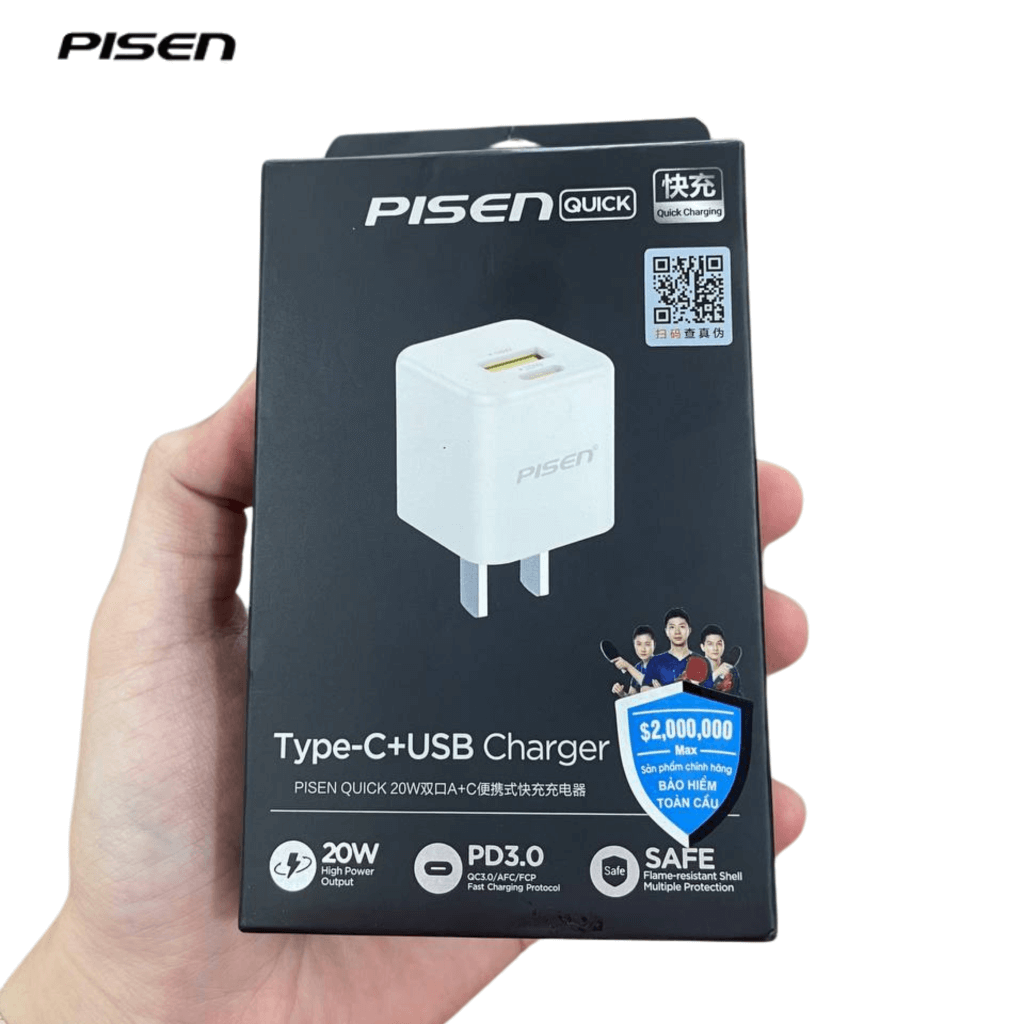 Sạc Pisen Mini 20W 2 Cổng (USB A+USB C) Màu Trắng KPQ201-54539