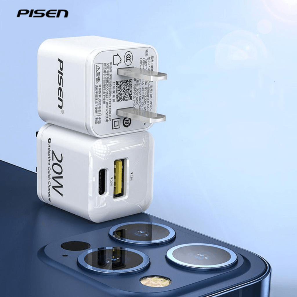 Sạc Pisen Mini 20W 2 Cổng (USB A+USB C) Màu Trắng KPQ201-54541