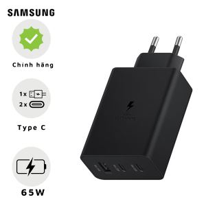 Sạc Samsung Trio 65W 3 Cổng (USB A+2USB C) Màu Đen - EP-T6530NBEGWW
