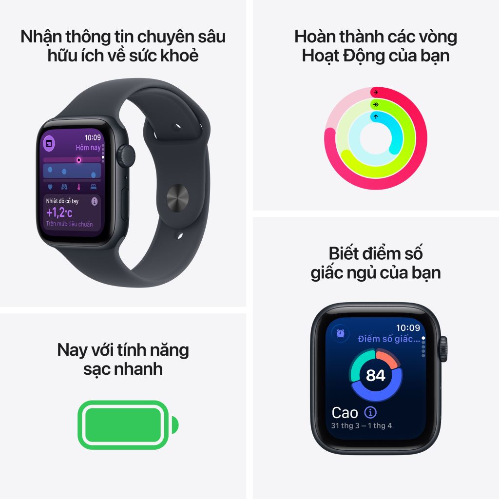 Apple Watch SE 3 5G 40mm Viền nhôm dây cao su - bảo hành 1 đổi 1 12 tháng-56996