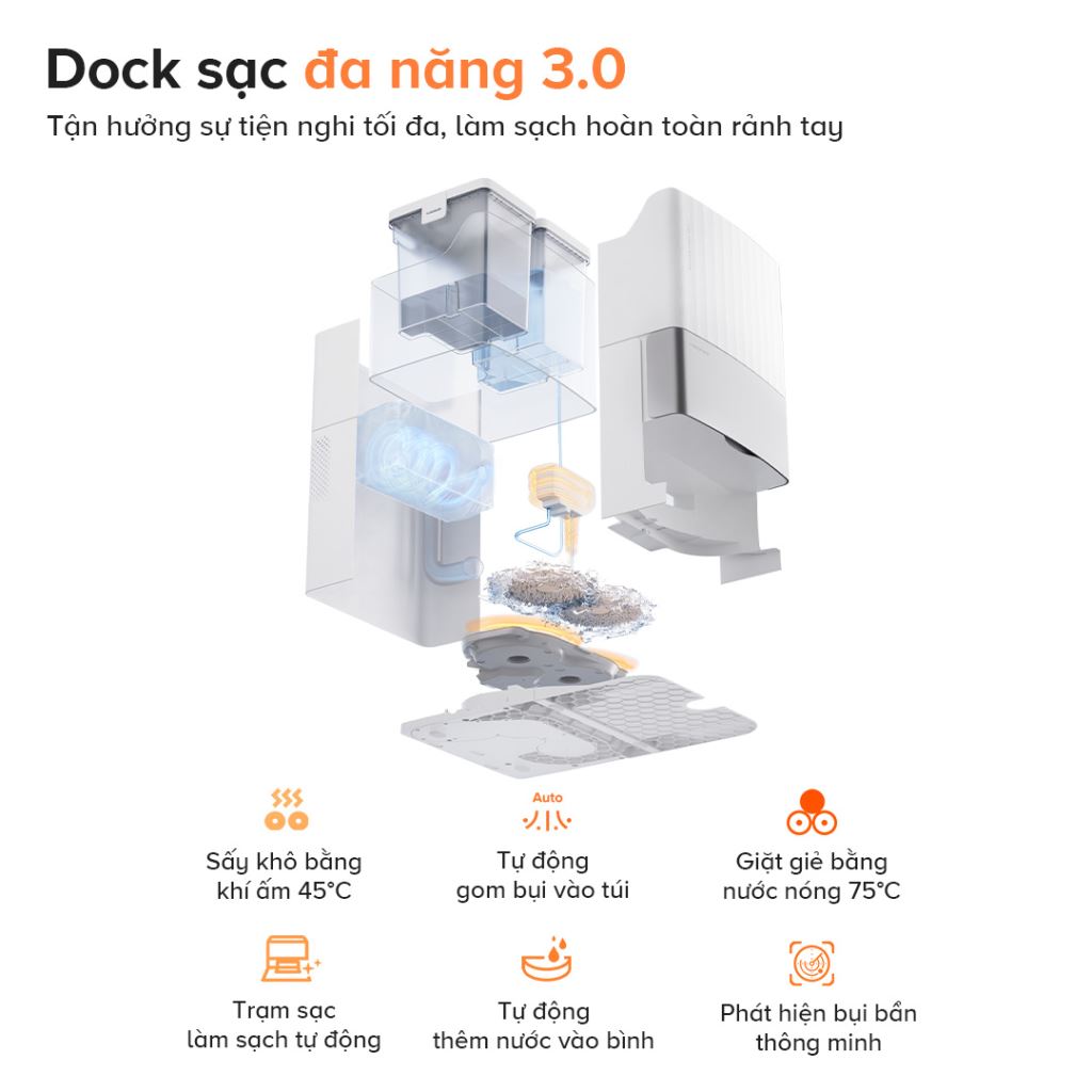 Robot hút bụi Roborock Qrevo EDGE 5V1 | Thông minh, Hút mạnh, Lau sạch -60385