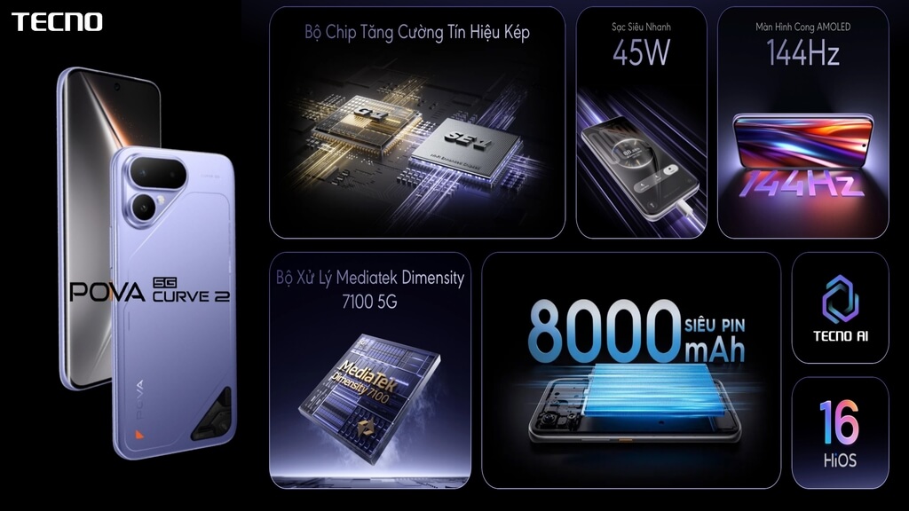 TECNO Pova Curve 2 5G 8GB 128GB - 1 Đổi 1 12 Tháng-61202